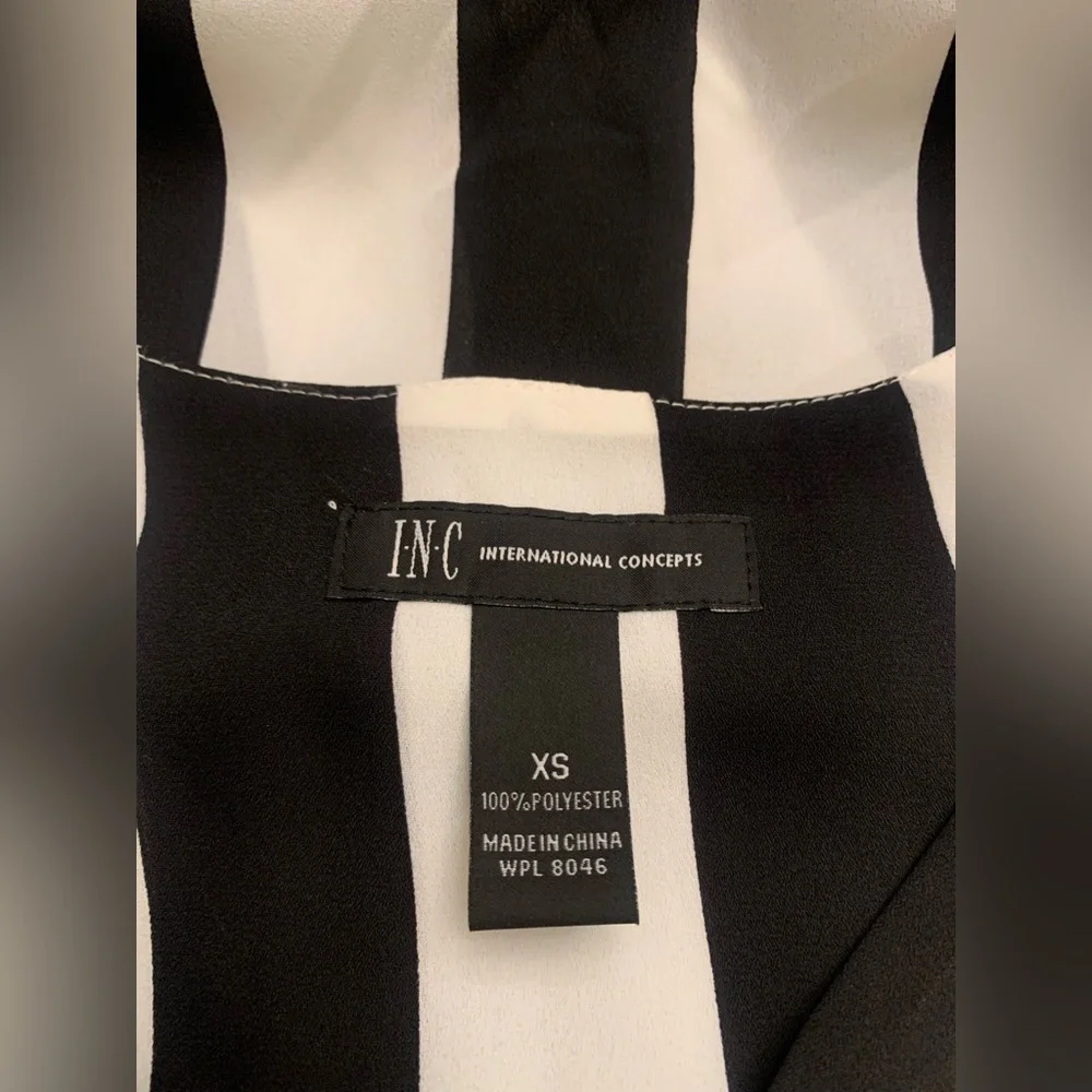 INC International Concepts Black and White Diagonal Stripe Blouse - Picture 5 of 5